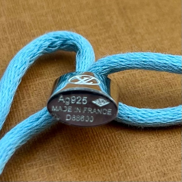 Louis Vuitton Silver Lockit X Doudou Bracelet, Adjustable Baby Blue Cord - Picture 9 of 11